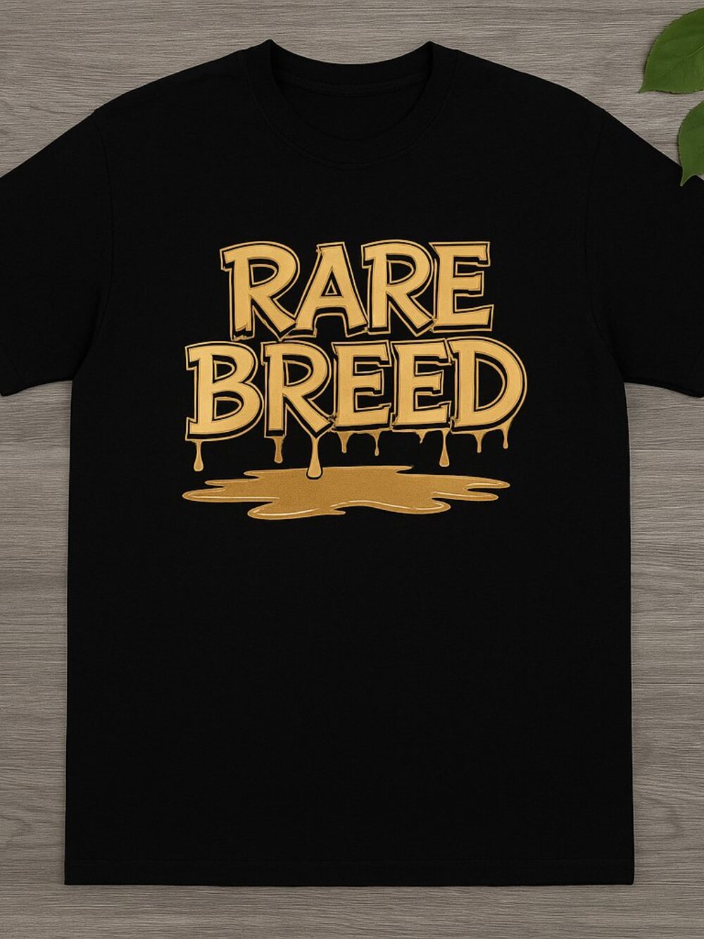 Men's Black Rare Breed Gold Drip Graphic T-Shirt